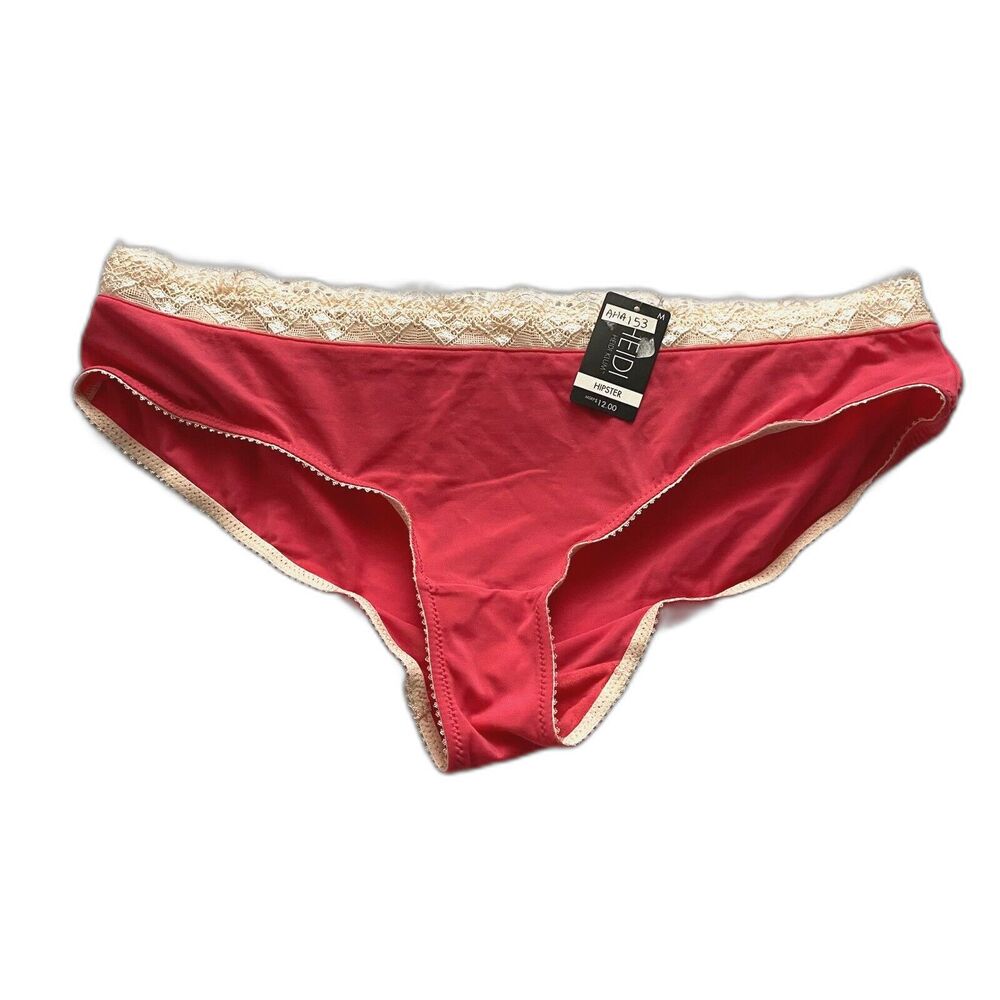 Heidi Klum Women's Pink Size Medium Smooth Microfiber Lace Hipster Panty